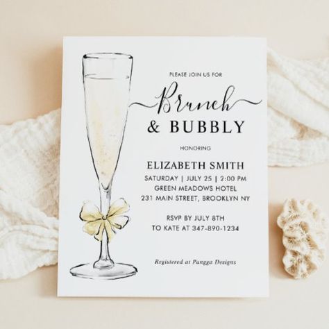 Brunch Bubbly Invitation, Bridal Shower Brunch Invites Invitations, Bridal Shower Decorations Elegant Brunch, Brunch And Bubbly Bridal Shower Ideas Invitations, Elegant Bridal Brunch, Bubbles Bridal Shower Theme, Boozy Brunch Bridal Shower Decor, Bridal Shower Ideas Modern, Bubbles And Brunch Bridal