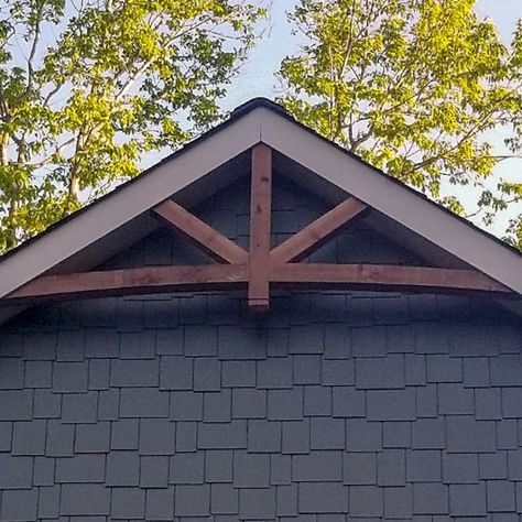 Gables On House Exterior, Bracket Ideas, Mobile Home Exteriors, Gable Trim, Shake Siding, Gable Brackets, Craftsman Exterior, Diy House Renovations, Wood Shingles