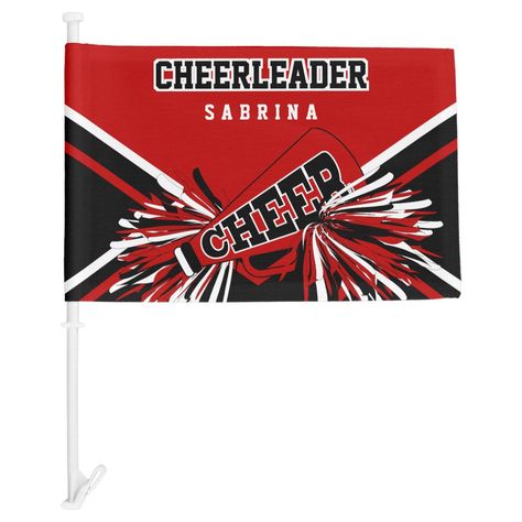 For a Cheerleader - Red, White &amp; Black Car Flag - dance team gifts Dance Team Gifts, Car Flags, Cheer Dance, Dance Team, Dance Teams, Team Gifts, Black Car, Cheerleading, Red White