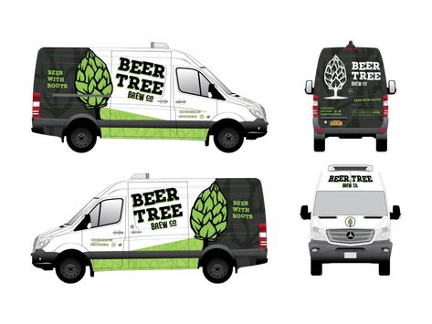 Beer Tree Brew Co - Sprinter Van by Clayton Gray on Dribbble Vehicle Graphics Branding, Van Signage, Van Graphics, Car Mockup, Matte Cars, Bus Wrap, Electric Van, Vehicle Signage, Graphic Design School