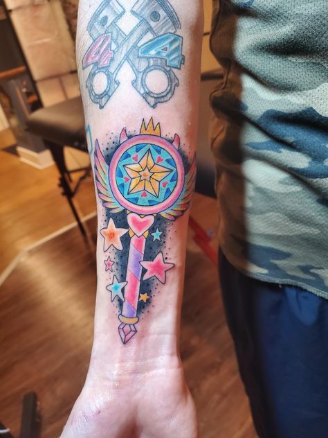 My star vs the forces of evil tattoo stars wand #tattoo #tattoos #beauty Svtfoe Tattoo, Star Vs Forces Of Evil Tattoo, Star Butterfly Tattoo, Tattoo Stars, Witchy Tattoos, Wand Tattoo, Evil Tattoo, Evil Tattoos, Star Wand