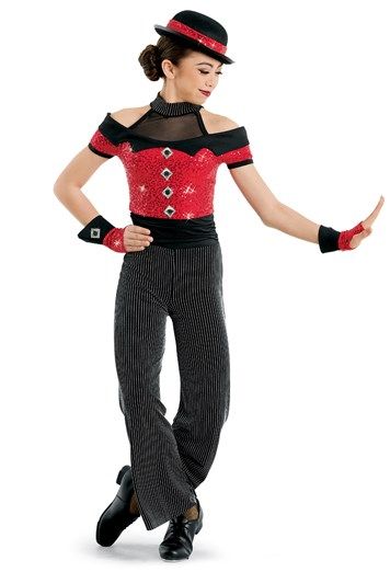 Black And White Dance Costumes Contemporary, Red And White Dance Costumes, Red And Black Jazz Dance Costumes, Tap Songs, Weissman Dance Costumes Lyrical, Weissman Dance Costumes Character, Dance Costumes Tap, Tap Costumes, Solo Costume