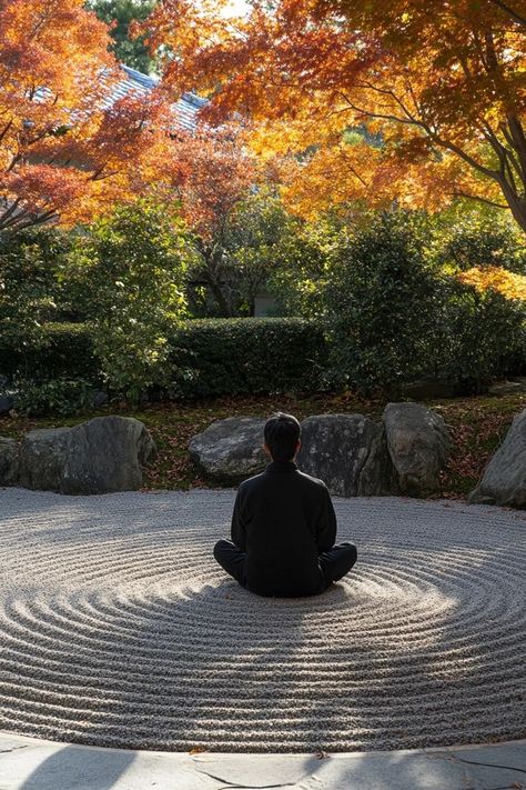 "🧘‍♂️🍃 Find your zen in a serene Japanese Zen Garden. Experience tranquility and peace in nature's embrace. 🌿🕉️ #ZenGarden #Meditation #PeacefulRetreat" Walking Meditation Garden, Meditating Aesthetic, Japanese Meditation, Meditation Aesthetic, Zen Temple, Zen Nature, Zen Aesthetic, Action Board, Nature Retreat