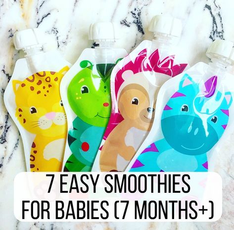 Smoothies For Babies, Baby Smoothie, Sneak In Veggies, Baby Smoothies, Baby Meal Plan, Smoothie Combinations, Toddler Smoothies, 7 Month Old Baby, Kid Friendly Drinks