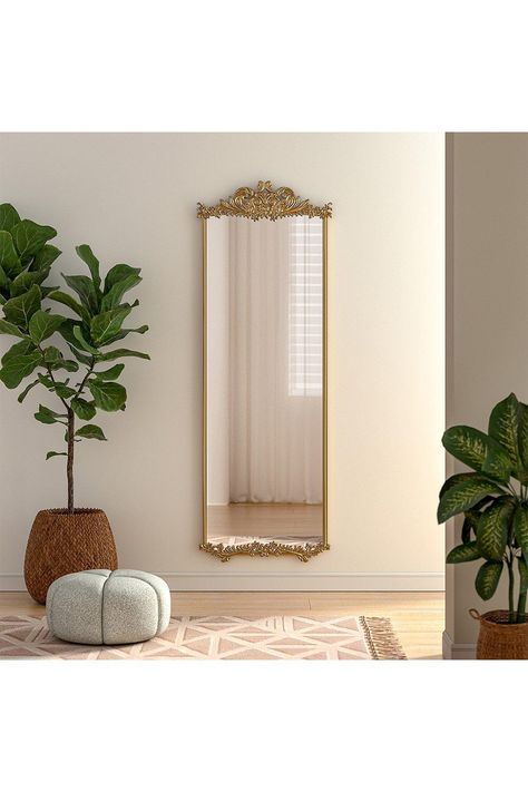 Discover Antique Gold Metal Ornate Full-Length Mirror at Living and Home available to buy online at Debenhams. Available with next day delivery and free returns. Find your perfect fit today. Full Wall Mirror, Floor Length Mirror, Full Mirror, Tall Mirror, Spa Business, Modern Mirror Wall, Mirror Design Wall, Boutique Store, Living Room Mirrors