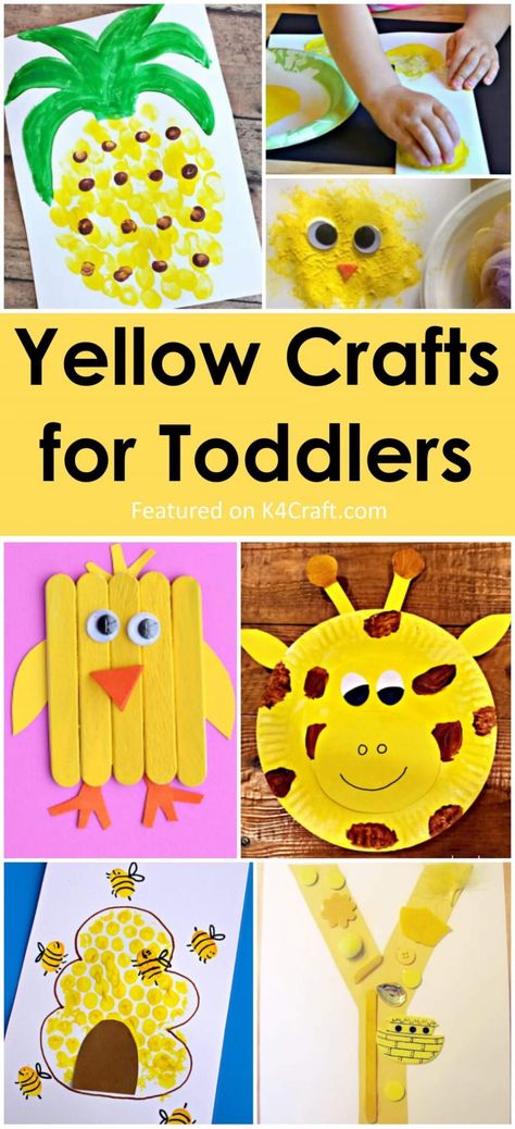 Yellow Crafts for Toddlers with Creative Activities! • K4 Craft Yellow Crafts For Toddlers, Teachers Activities, Craft Ideas For Preschoolers, Craft Activities For Toddlers, Ideas For Preschoolers, Sun Crafts, Yellow Crafts, Preschool Art Projects, November Crafts