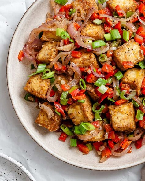 This Salt and Pepper Tofu is the best! Each tofu piece comes out incredibly crispy on the outside and super flavorful all-around! Enjoy this Salt and Pepper Tofu with your favorite side dish this week! Salt And Pepper Tofu Recipe, Pepper Tofu Recipe, Salt And Pepper Tofu, Pepper Tofu, Tofu Recipe, Bean Curd, Favorite Side Dish, Tofu Recipes, Winter Food