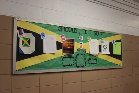 bulletin board, Jamaica Culture Day At School Ideas, Trip Vision Board, Jamaica Poster, Falmouth Jamaica, Jamaica Trip, Around The World Theme, Cultural Crafts, Travel 2024, Jamaican Culture