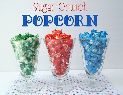 Sugar Crunch Popcorn | Jamie Cooks It Up - Family Favorite Food and Recipes Colored Popcorn Recipe, Sugar Popcorn, Colored Popcorn, Popcorn Treats, Popcorn Snacks, Candy Popcorn, Flavored Popcorn, Popcorn Recipes, Yummy Sweets