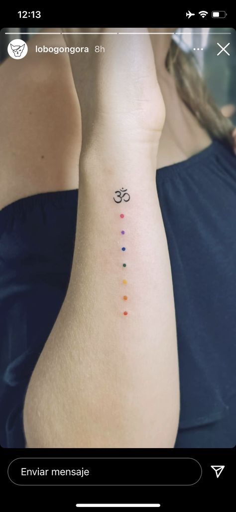 Chakra Tattoo Ankle, Tiny Chakra Tattoo, Chakra Dot Tattoo, Yoga Chakra Tattoo, Chakra Tattoo Meaning, Yoga Small Tattoo, Chakra Dots Tattoo, Meditation Inspired Tattoos, Small Om Tattoo On Hand