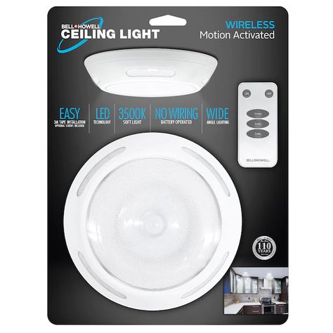 BELL + HOWELL Bell + Howell Lighting Solutions 1-Light 7.13-in White Flush Mount Light in the Flush Mount Lighting department at Lowes.com No Overhead Lighting Solution, Wireless Lighting Ceilings, Wireless Ceiling Light, Pantry Lighting, Tape Installation, Wireless Lights, Flush Mount Light, Hallway Lighting, Overhead Lighting