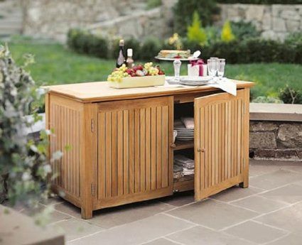 Amazon.com : New Grade A Teak Wood Chest Storage Cabinet #WFSTCH : Patio, Lawn & Garden Patio Cabinet, Bar En Plein Air, Outdoor Buffet, Teak Patio Furniture, Outdoor Kitchen Cabinets, Bar Outdoor, Outdoor Cabinet, Outdoor Storage Cabinet, Patio Storage