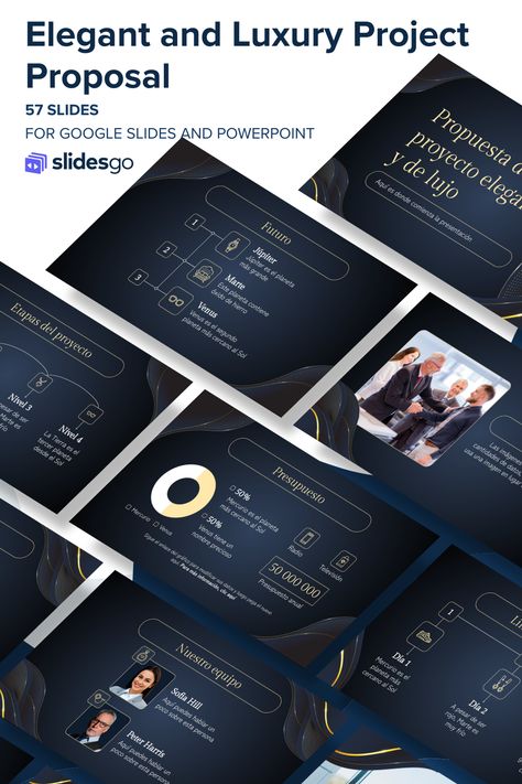 Elegant & Luxury Project Proposal Luxury Slides, Presentation Styles, Proposal Design, Slides Design, Project Presentation, Ppt Design, Project Proposal, Powerpoint Template Free, Power Point Template