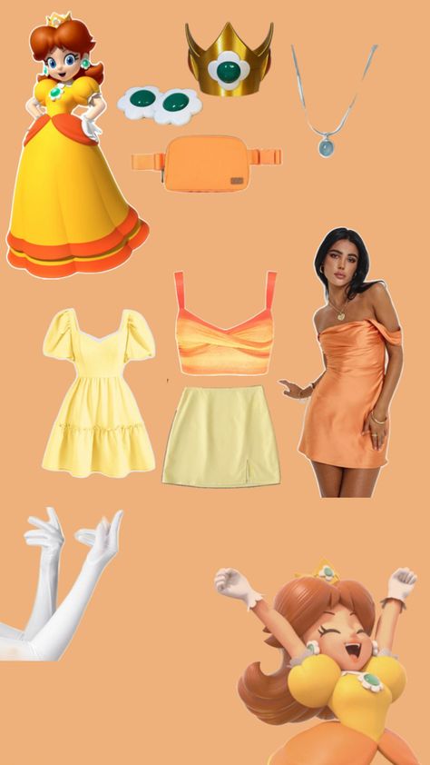 Princess Daisy Costume, Mario Princess Daisy, Mario Bros Costume, Mario Halloween Costumes, Daisy Costume, Super Mario Costumes, Princess Peach Costume, Peach Costume, Mario Costume