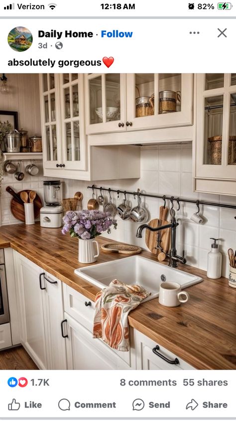 Cute Kitchen Cottage Core, Cottage Style Kitchen, Kitchen Styling, Cottage Style, Cottage, Sweet Home