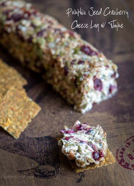 Vegan Pumpkin Cranberry 'Cheese' log @Susan Caron Caron Caron Powers.com Cranberry Cheese Log, Raw Cheese, Cheese Log, Pumpkin Cranberry, Cranberry Cheese, Pumpkin Seed, Vegan Thanksgiving, Vegan Appetizers, Vegan Pumpkin