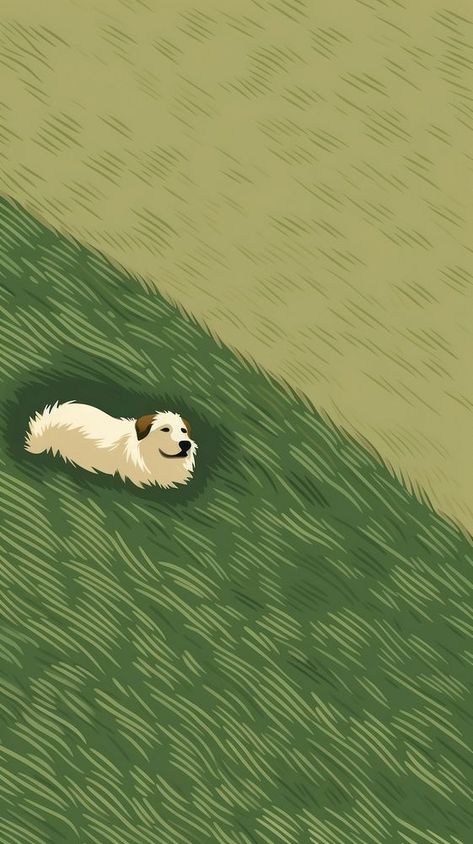 Wallpaper Dog Aesthetic, Wallpaper Backgrounds Dog, Grass Iphone Wallpaper, Anime Grass Field Background, Earth Tones Wallpaper Iphone, Background Grass Nature, Dog In Garden Illustration, Dog On Grass Painting, Earth Illustration