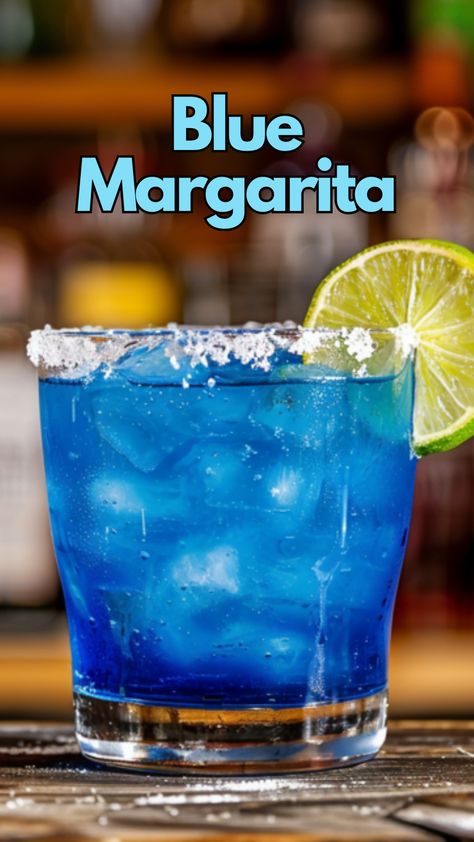 Blue Margarita Blue Margarita Recipe, Bartender Recipes, Blue Margarita, Flavored Margaritas, Bright Blue Color, Cocktails To Try, Blue Drinks, Colorful Drinks, Yummy Alcoholic Drinks