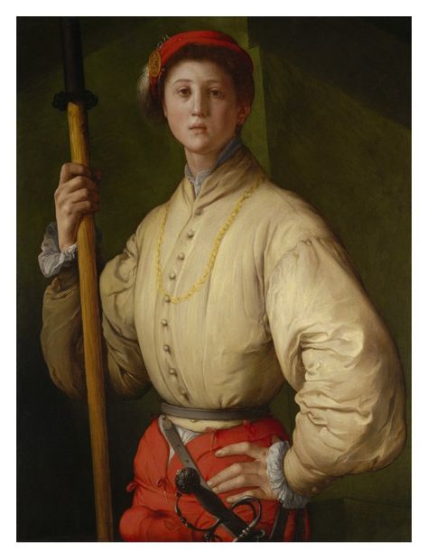 Pontormo (Jacopo Carucci) - Portrait of a Halberdier (Francesco Guardi?) - Art Print Most Expensive Painting, Francesco Guardi, Expensive Paintings, Giovanni Boldini, Hans Holbein, Giorgio Vasari, Google Art Project, Getty Museum, Paul Cezanne