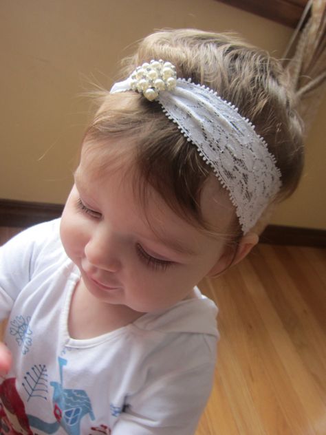 Baby Lace Headband, Baptism Headband, Toddler Hair Accessories, Lace Headband, Baby Pearls, Baby Hair Accessories