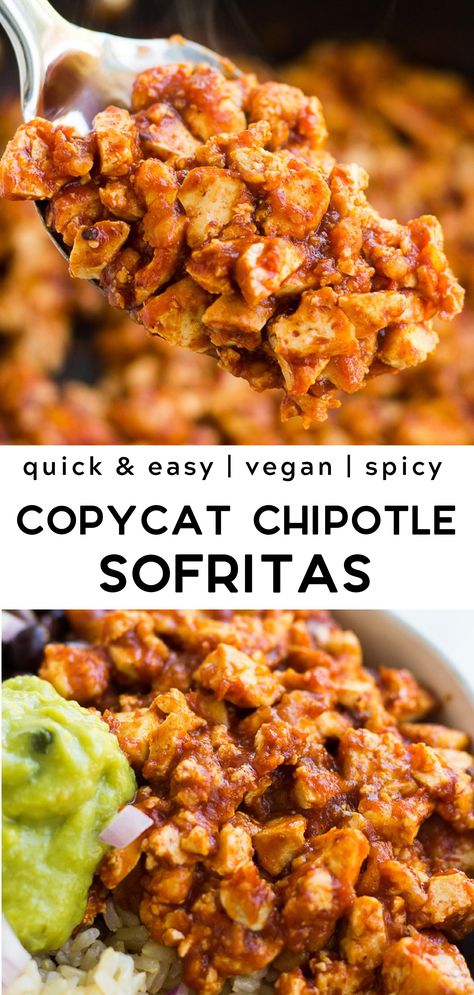 Tofu Sofritas, Sofritas Recipe, Chipotle Sofritas, Burrito Vegan, Chipotle Tofu, Easy Tofu, Tofu Bowl, Copycat Chipotle, Vegan Burrito