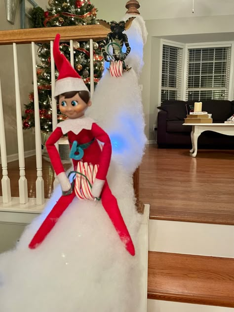 Sledding Elf On The Shelf, Elf Sledding Shelf Ideas, Diy Elf On The Shelf, Snow Sledding, Diy Elf, Elf Shelf, Snow Sled, Snow Tubing, Elf Ideas