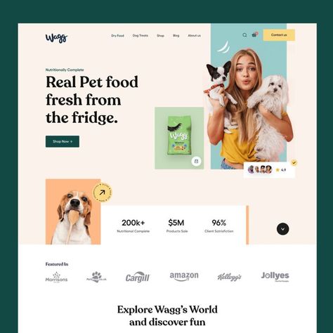 Pet Food Wesbite exploretion by Rafsan Sam Food Website Layout, Furniture App Design, Pet Websites, Food Website Design, Landing Ideas, Simple Website Design, Pet Branding, Food Web Design, Website Design Inspiration Layout