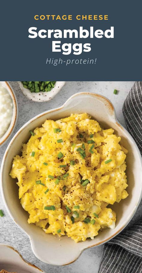 Cottage Cheese Scrambled Eggs - The Cheese Knees Cottage Cheese Diet, Cottage Cheese Scrambled Eggs, Cheese Diet, Cheese Scrambled Eggs, The Best Scrambled Eggs, Best Scrambled Eggs, Scrambled Eggs With Cheese, Cottage Cheese Recipes, Fluffy Texture