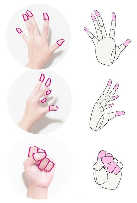 Mãos Hands Tutorial, Draw Hands, Illustration Tutorial, Drawing Hands, Hand Drawing Reference, Seni Dan Kraf, Hand Reference, Kraf Diy, Poses References