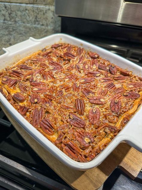 Pecan Pie Cobbler Recipe Katie Cross Pecan Pie Cobbler, Pecan Pie Cobbler Katie Cross, Cooking With Katie Cross Pecan Pie Cobbler, Pecan Pie Cobbler Dump Cakes, Pecan Pie Casserole, Non Traditional Thanksgiving Recipes, Thanksgiving Cobbler Recipes, Cooking With Katie Cross, Pecan Pie Cobbler Easy