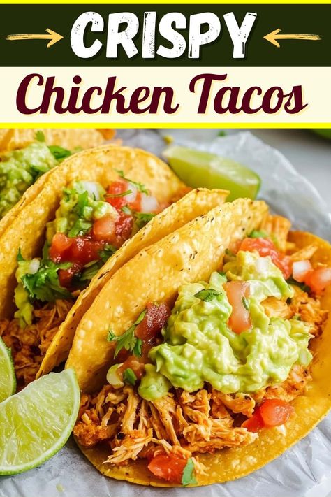 Crunchy Tacos Chicken, Fresh Taco Recipes, Crispy Chicken Tacos Recipes, Baked Crispy Chicken Tacos, Chicken Tacos Stove Top, Chicken Soft Taco Recipe, Street Tacos Recipe Chicken, Crunchy Chicken Tacos, Chicken Taco Meat