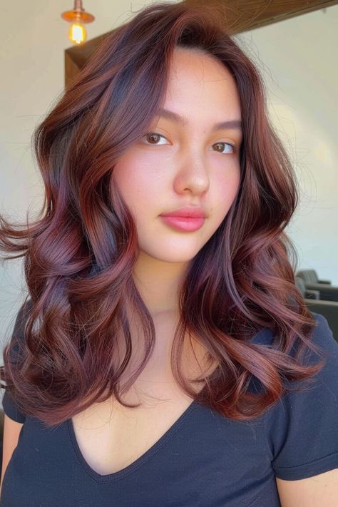 Mulberry Wine Hair Color, Red Brown Hair Color Ideas, Brownish Red Hair, Brown And Pink Hair, Reddish Brown Hair Color, Copper Brown Hair Color, Red Brown Hair Color, Brown Hair Trends, Beer For Hair