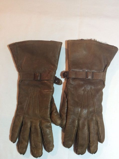 Up for your consideration is a pair of vintage Hansen leather gauntlet gloves. First thing to mention is I've spent hours researching these gloves. I found absolutely nothing except the gloves first originated in the early 1920's. These are not that old I don't believe. These gloves are from my mom's never ending stash of "treasures". They have been stored in a trunk, wrapped in tissue paper. The gloves are soft brown leather and is fur lined. I think it's rabbit fur. They are 12" long. They fit Gloves Drawing, Steampunk Gloves, Archery Gloves, Leather Gauntlet, Hunting Gloves, Mens Winter Gloves, Gauntlet Gloves, Brown Leather Gloves, Brown Gloves