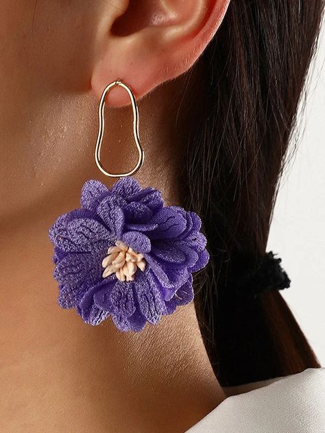 Flower Shape Drop Earrings Fabric Flower Earrings, Winter Typ, Valentines Crochet, Cloth Flowers, Leisure Fashion, Elegant Flowers, Women Wholesale, Holiday Jewelry, Fashion Seasons