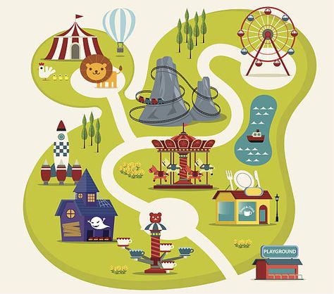 1,390 Circus Animals High Res Illustrations - Getty Images Theme Park Map, Map Projects, Circus Animals, Alice In Wonderland Theme, Parking Design, Pop Up Book, Illustrated Map, Map Design, Nature Illustration