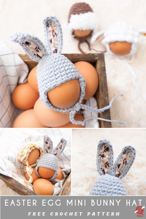 Easter Egg Mini Bunny and Lamb Crochet Hat [FREE] | Pattern Center Egg Cosy, Crochet Easter Basket, Mini Bunny, Easter Egg Pattern, Crochet Easter, Crochet Chicken, Easter Crochet Patterns, Crochet Bunny Pattern, Easter Bunny Eggs