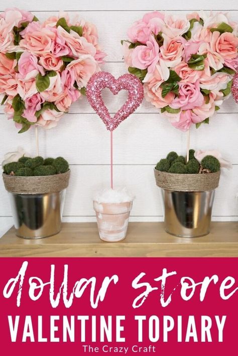 Heart Topiary, Topiary Diy, Valentine's Day Crafts, Diy Valentine's Day Decorations, Diy Valentines Decorations, Valentines Sign, Crafts And Diy, Floral Picks, Diy Valentine