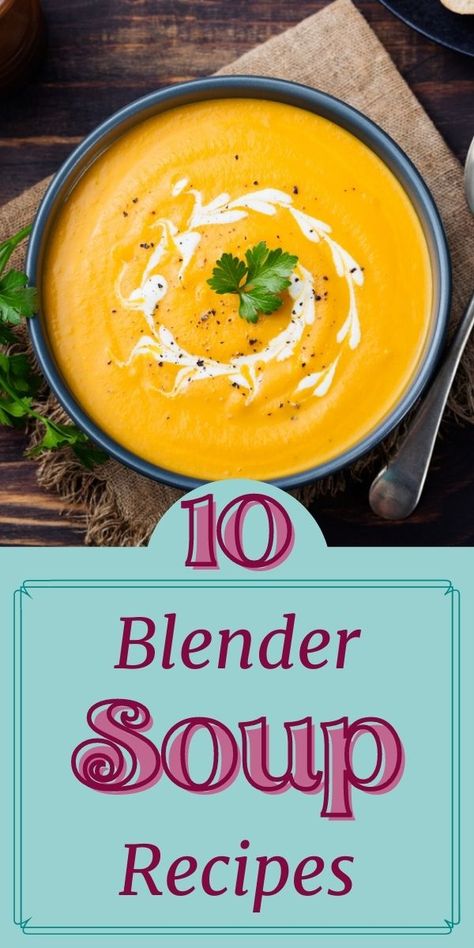 You'll find that you will love these blender soup recipes! Tip Junkie has found 10 soup recipes that you can make in your blender and making blender soups may be your new favorite way to make soup. Discover more great ideas on tipjunkie.com Blender Food Recipes, Blendtec Recipes Soup, Hand Held Blender Recipes, Creamy Blended Soup Recipes, Soup Blender Recipes, Soup Puree Recipes, Liquid Soup Recipes, Food Processor Soup Recipes, Soup Blended