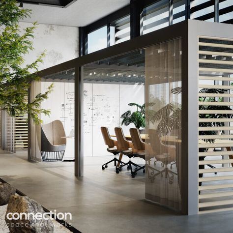 Biophilic Office Design, Biophilic Office, Office Booth, Open Plan Office, Office Design Trends, Employee Productivity, Whiteboard Wall, Wooden Trellis, Interactive Walls