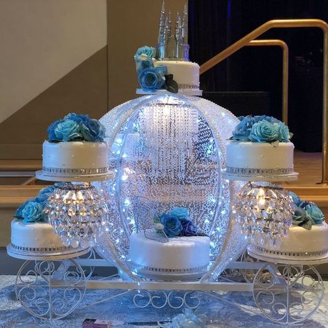 Cinderella Theme Cake, Sweet 16 Cinderella Theme, Cinderella Quince, Cinderella Wedding Cake, Quince Centerpieces, Baby Blue Quinceanera, Cinderella Quinceanera Themes, Winter Wonderland Wedding Theme, Cinderella Sweet 16