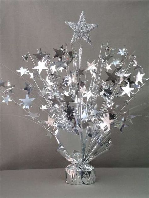 Starry Night Prom, Night To Shine, Star Centerpieces, Silver Spray, Prom Theme, Balloon Weights, Wedding Aisle Decorations, Silver Party, Silver Table