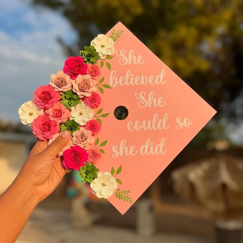 ‼️AVAILABLE‼️ She believed she could so she did✨ I love this color combination, this is available for purchase! Send dm for info😊 #gradcaps #gradcapdesigns #crafts #graduation #classof2024🎓 #classof2025 #hesperia #highdesert Graduation Cap Designs College Business, Graduation Cap Designs College, Graduation Cap Decoration Diy, Grad Cap Designs, Graduation Cap Toppers, Graduation Cap Designs, Graduation Caps, Graduation Cap Decoration, Cap Decorations