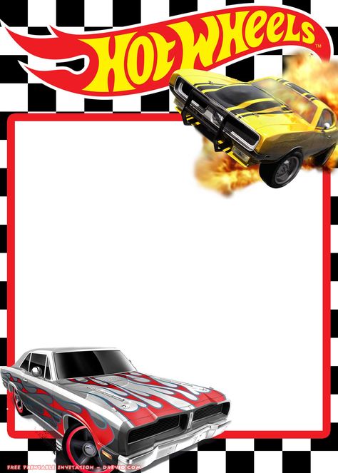 Hotwheels Party Invitations, Hot Wheel Printables, Hot Wheels Themed Birthday Party, Hot Wheels Invitations, Hotwheels Birthday Party, Birthday Banner Template, Custom Birthday Banners, Hot Wheels Party, Hot Wheels Birthday