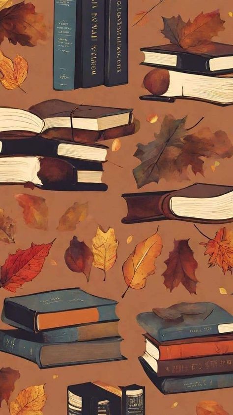 Fall Book Wallpaper Aesthetic, Fall Book Aesthetic Wallpaper, Fall Books Wallpaper, Fall Book Wallpaper, Iphone Wallpaper Books, Book Wallpapers, Reading Wallpaper, Phone Paper, Books Cozy