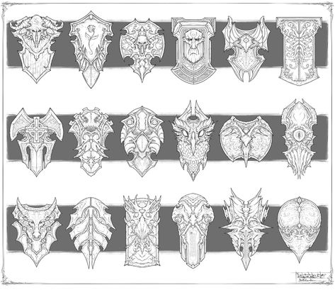 Shield Drawing Reference, Shield Drawing, Armor Drawing, Drawing Designs, Props Concept, Game Concept Art, Shield Design, Wow Art, Game Character Design