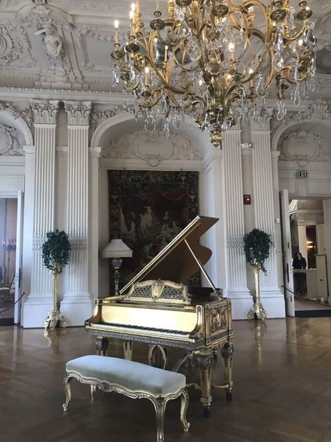 Ballroom With Piano, Classical Piano Aesthetic, Victorian Ballroom Aesthetic, Old Piano Aesthetic, Grand Piano Aesthetic, Old Money Hobbies, White Picket Fence Ideas, Old Money Interior Design, Picket Fence Ideas