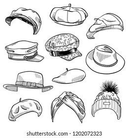 Sketches With Background, Beanie Ideas, Drawing Hats, Accessories Design Sketch, Hat Illustration, Flat Drawings, Hat Fedora, Womens Hats, Baker Boy Hat