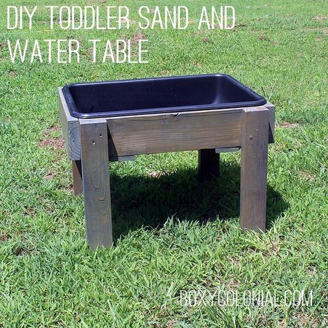 DIY Toddler Water Table from Recycled Wood: The Backyard Just Keeps Getting FUNNER - Diy Water Table, Outdoor Play Kitchen, Toddler Water Table, Diy Sandbox, European Trip, Water Tables, Sand And Water Table, Sand Table, Diy Toddler