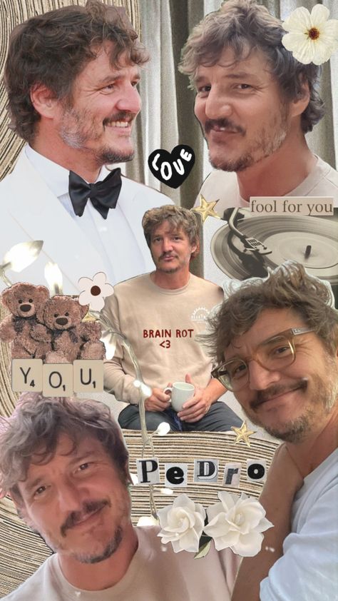 Pedro Pascal Collage Wallpaper, Pedro Pascal Boyfriend, Pedro Pascal Collage, Pedro Pascal Wallpaper, Pascal Wallpaper, Boyfriend Reveal, Soft Boyfriend, Star Wars Background, Pretty Wallpapers Tumblr