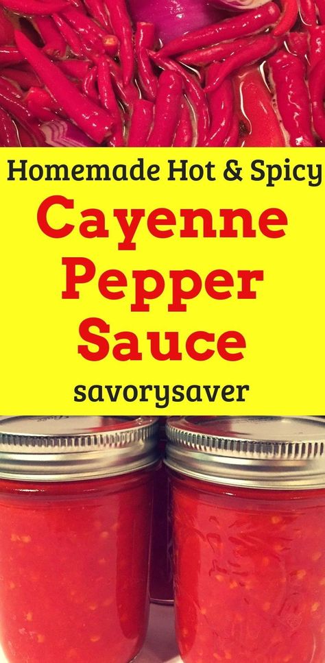 Hot Pepper Sauce Recipe, Cayenne Pepper Hot Sauce, Pepper Ideas, Make Hot Sauce, Cayenne Pepper Recipes, Sauce Ideas, Hot Sauce Recipe, Cayenne Pepper Sauce, Pepper Sauce Recipe